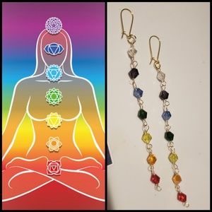 Handmade chakra stone dangle earrings